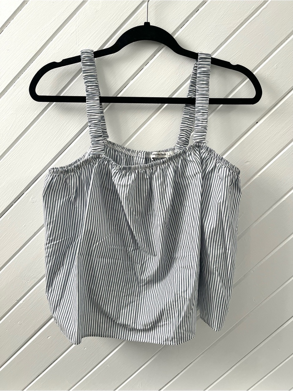 A&F Striped Smocked Strap Tank Top